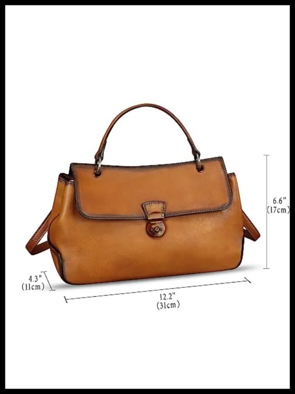 Genuine Leather Vintage Satchel Handbag Crossbody Shoulder Bag with Strap